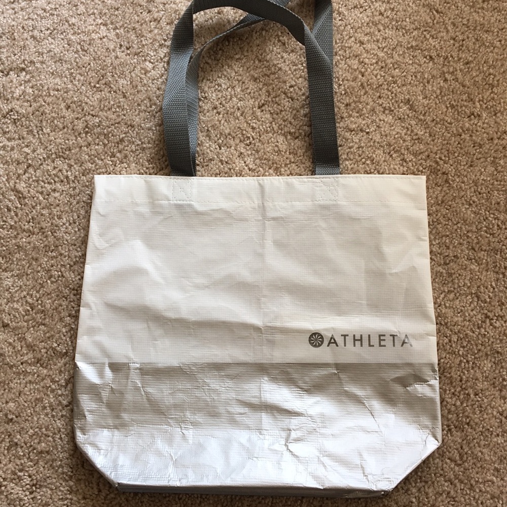 Athleta small reusable silver tote